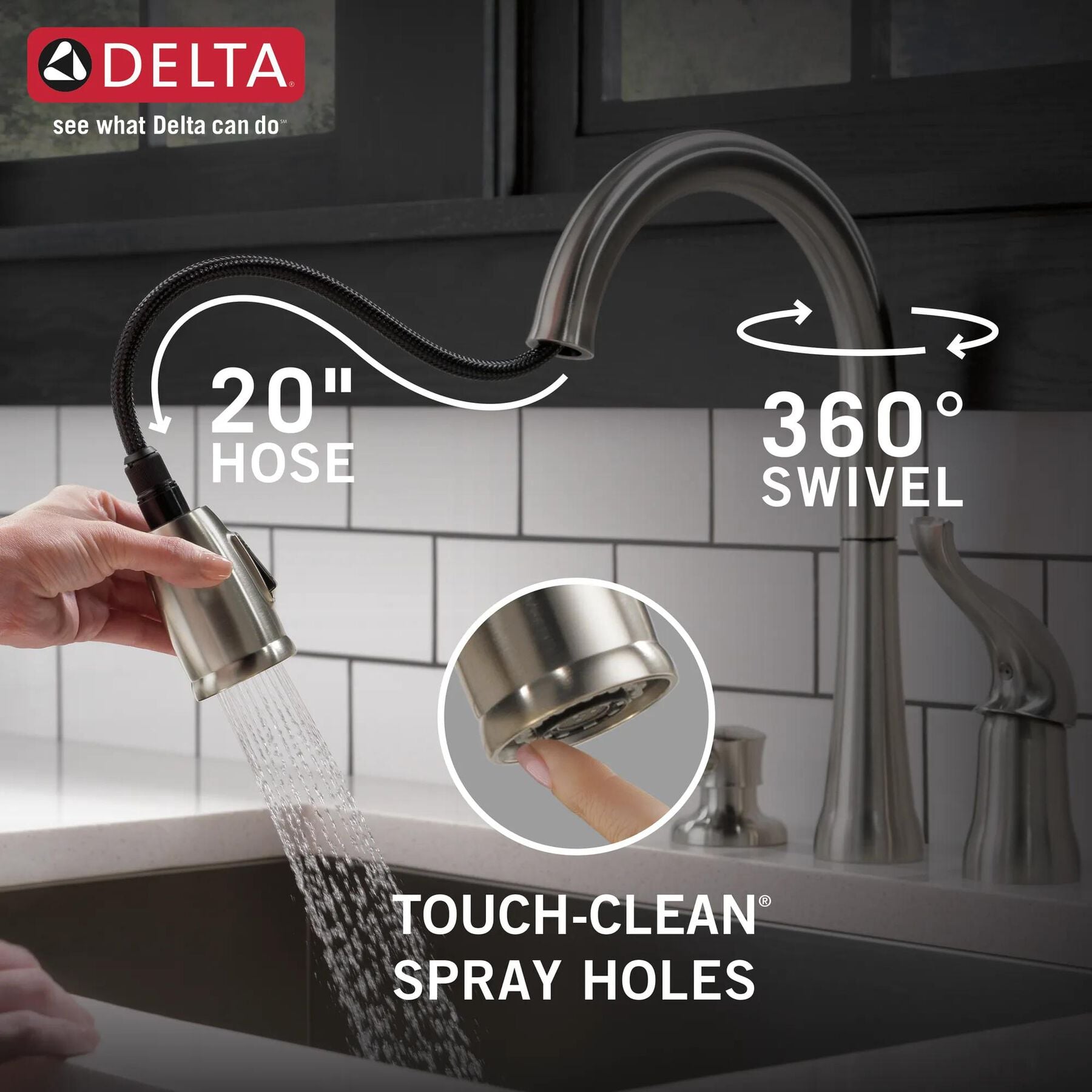 Single Handle Pull-Down Kitchen Faucet with Soap Dispenser