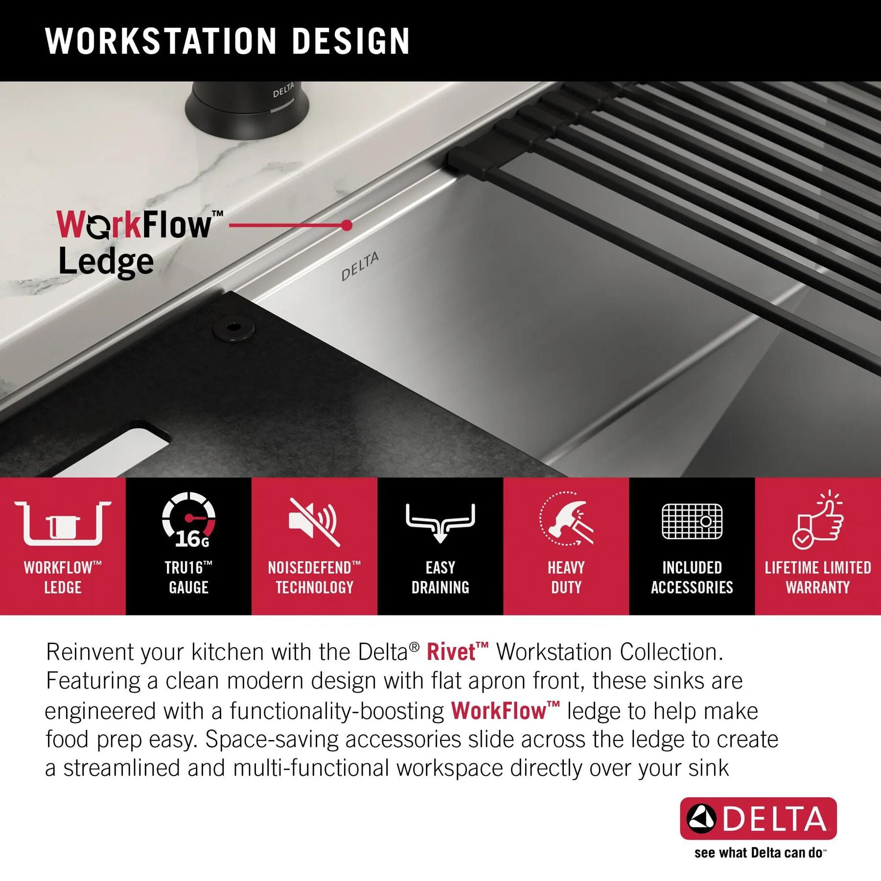 30&rdquo; Workstation Undermount&nbsp;Single Bowl&nbsp;16 Gauge Stainless Steel&nbsp;Farmhouse Apron Front Kitchen Sink&nbsp;with&nbsp;WorkFlow&trade; Ledge and Accessories