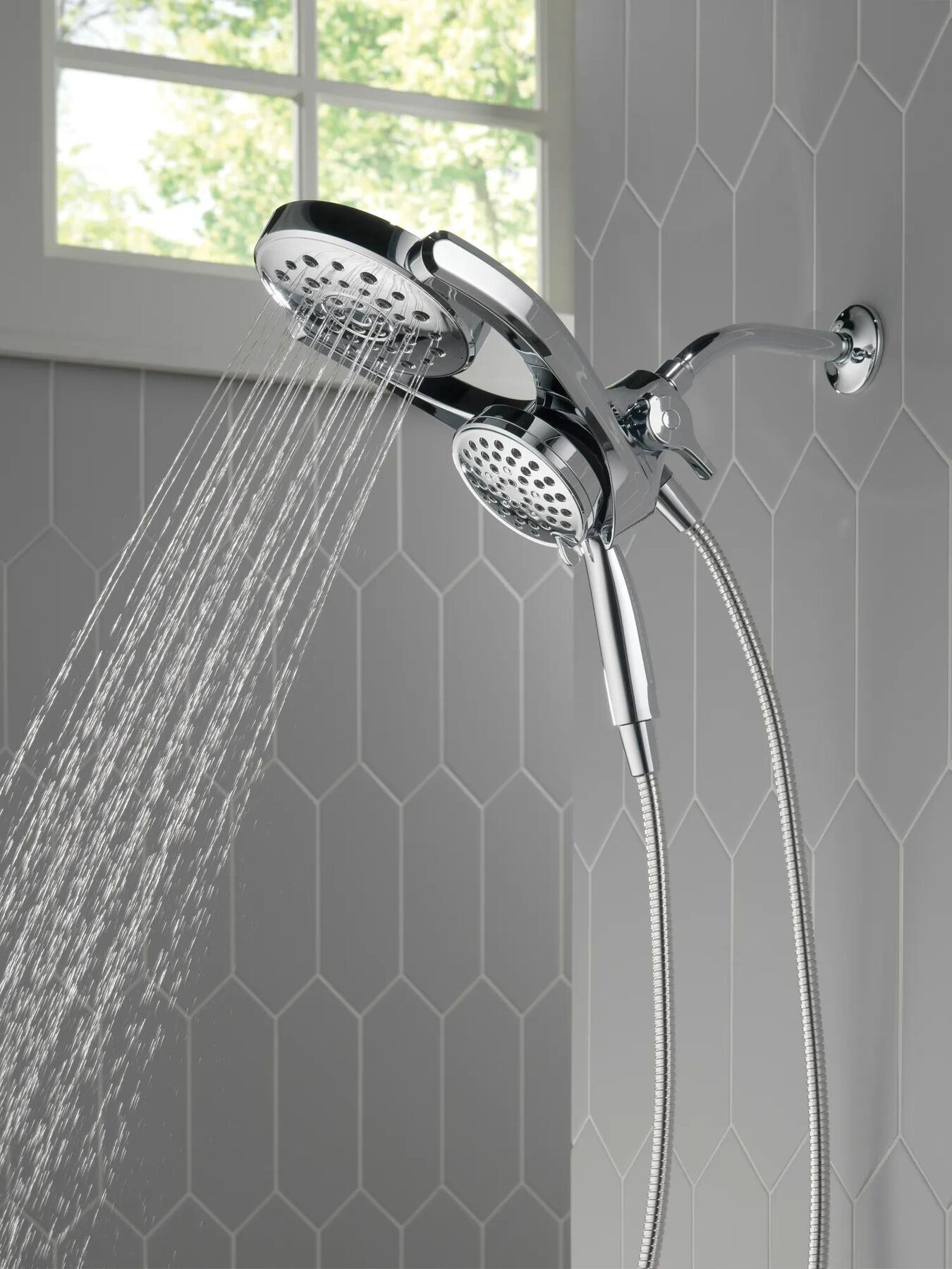 HydroRain&reg; 4-Setting Two-in-One Shower Head (Recertified)