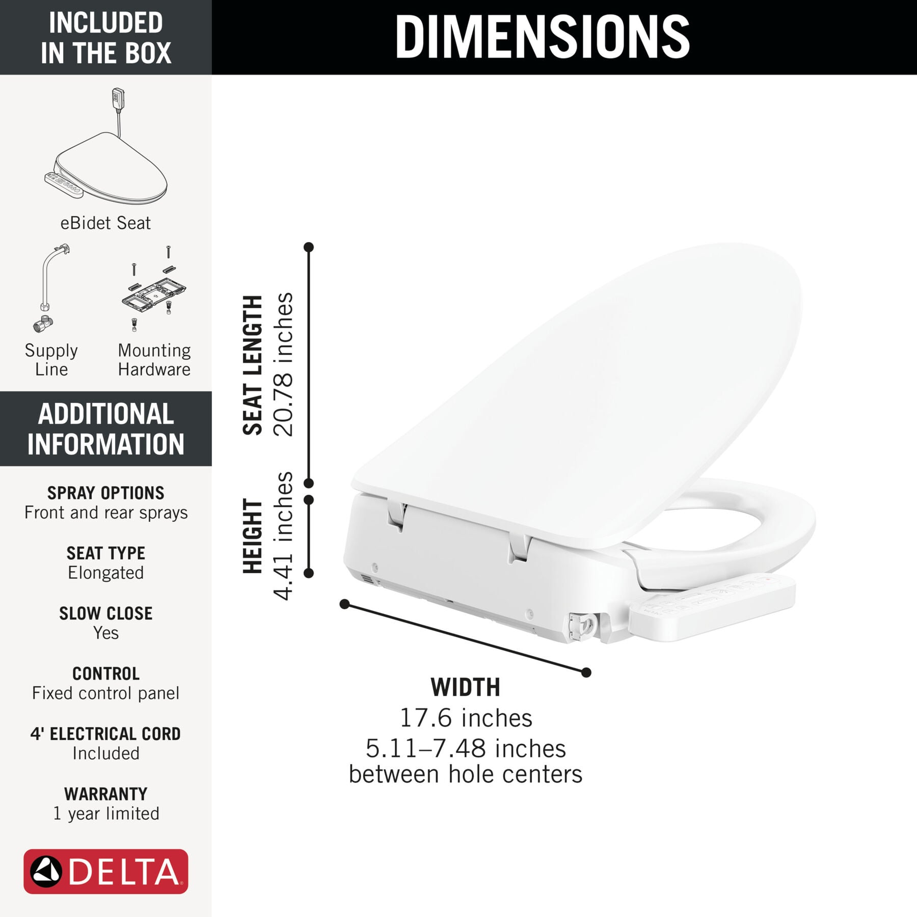 Standard Elongated Electric Bidet Toilet Seat