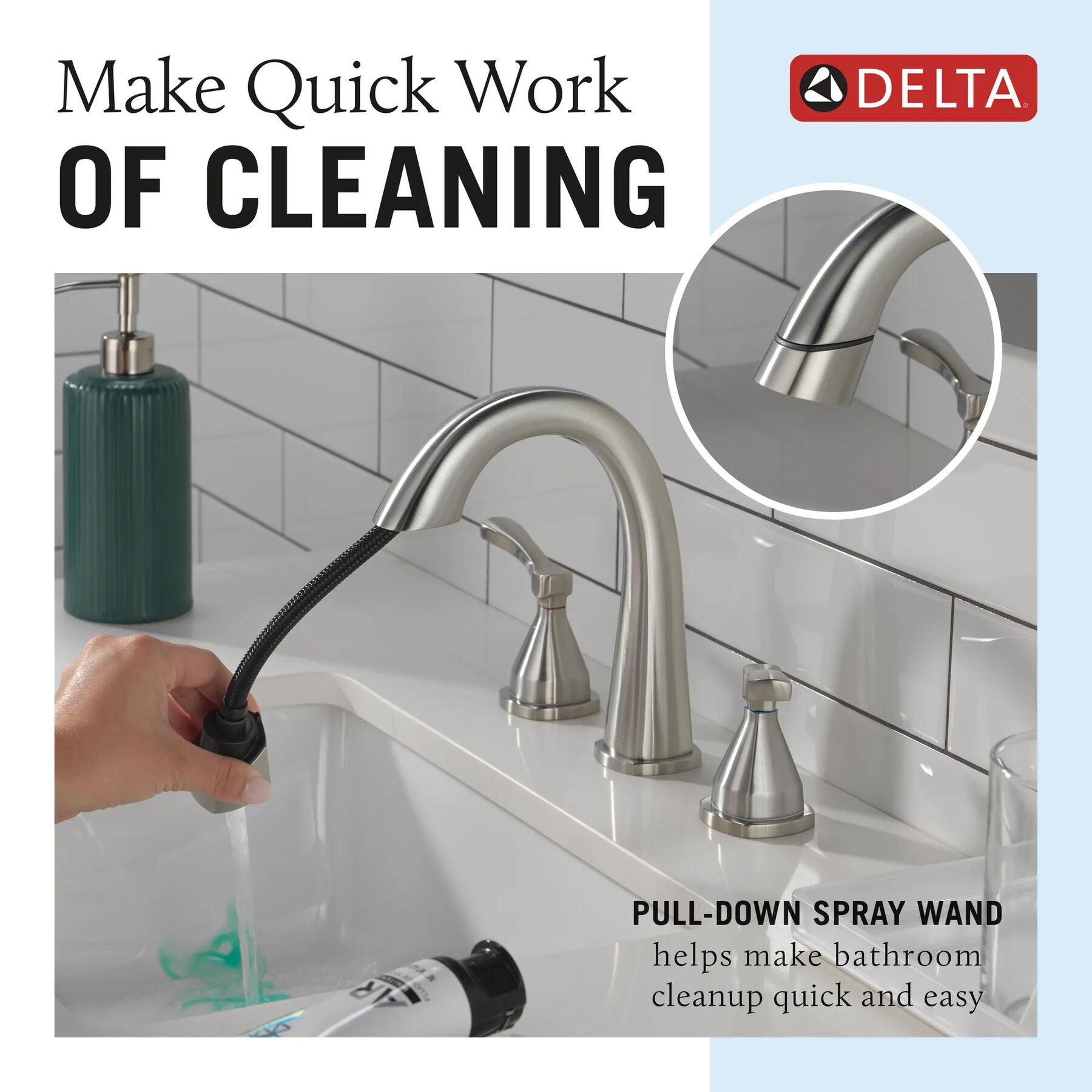 Two Handle Widespread Pull Down Bathroom Faucet (Recertified)