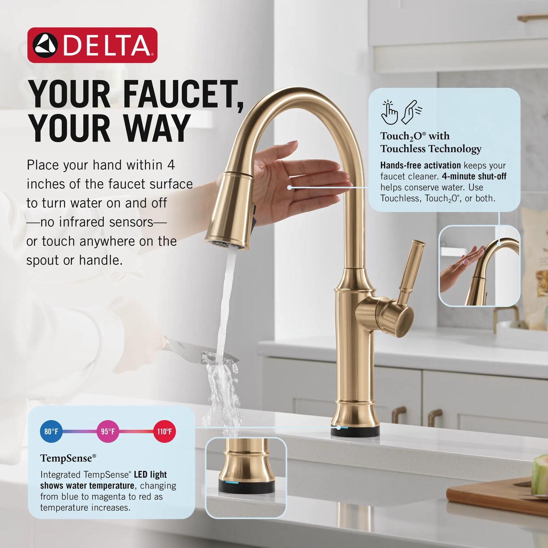 Touch<sub>2</sub>O&reg; Technology Kitchen Faucet with Touchless Technology