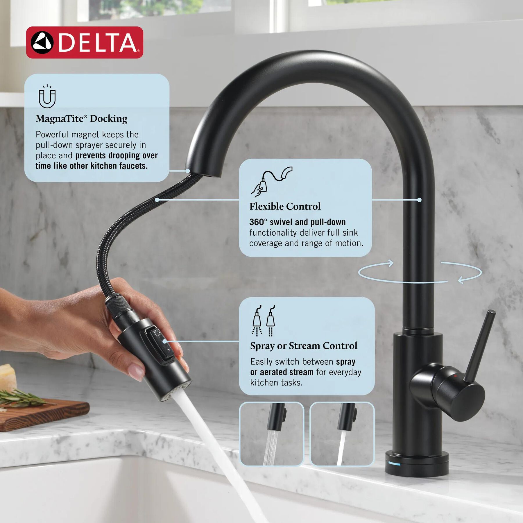 Touch<sub>2</sub>O&reg; Technology Kitchen Faucet with Touchless Technology