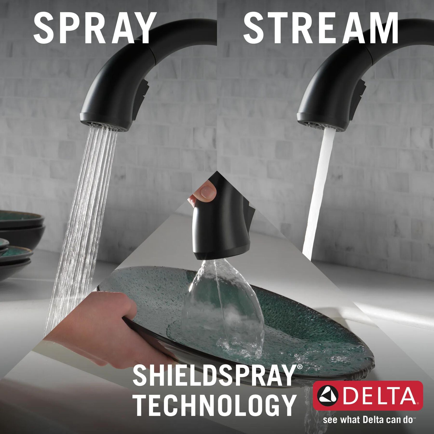 Single Handle Pull-Out Kitchen Faucet with Soap Dispenser and ShieldSpray &reg; Technology