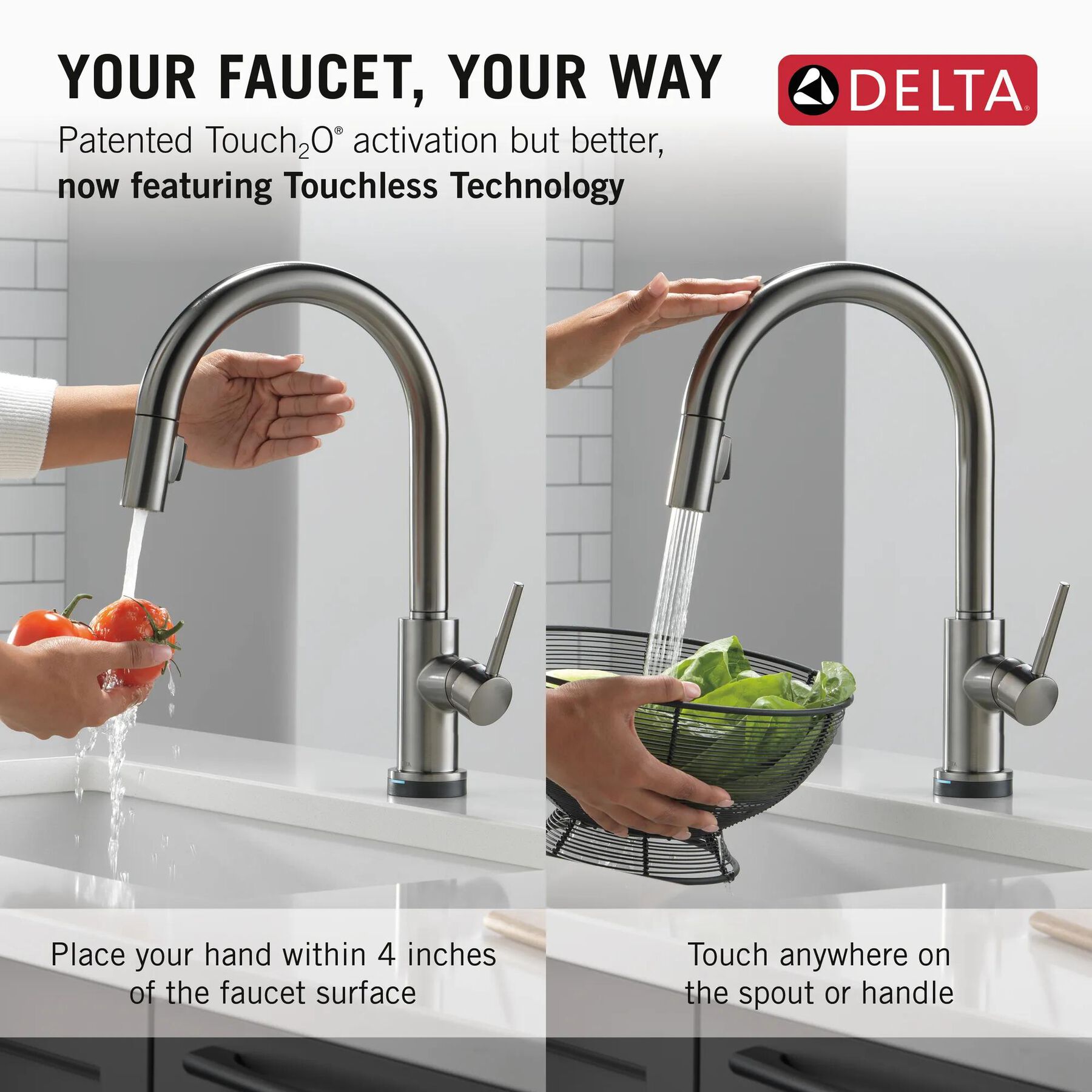 Touch2O with Touchless Technology Single Handle Pull-Down Kitchen Faucet with Soap Dispenser