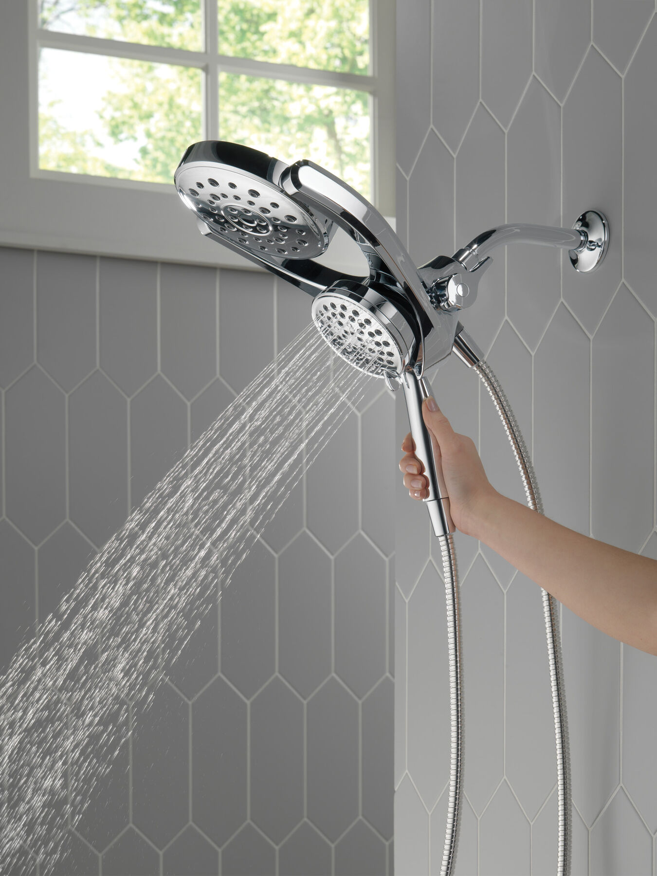 HydroRain&reg; 4-Setting Two-in-One Shower Head