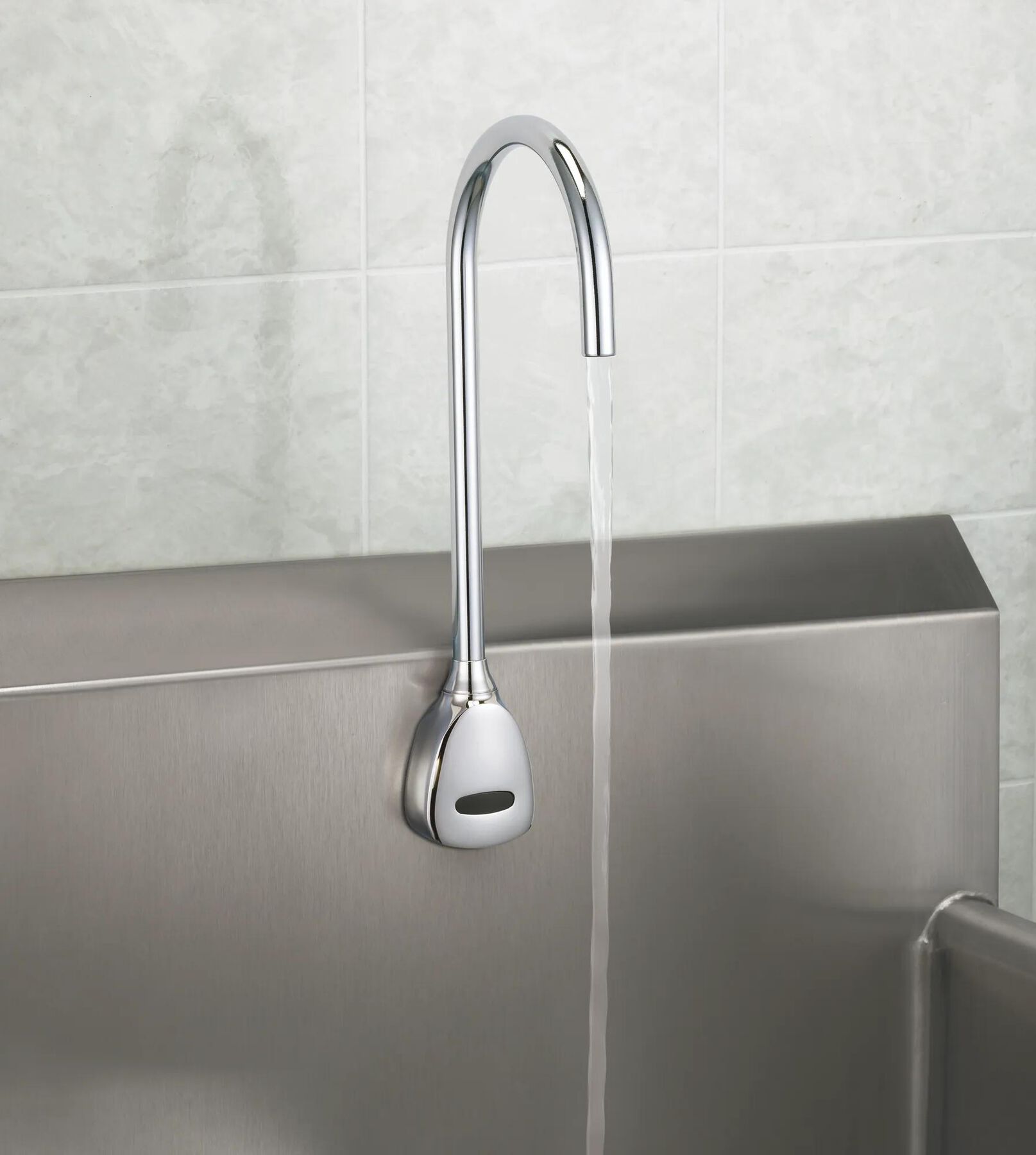 Hardwire Electronic Wallmount Basin Faucet with Gooseneck Spout
