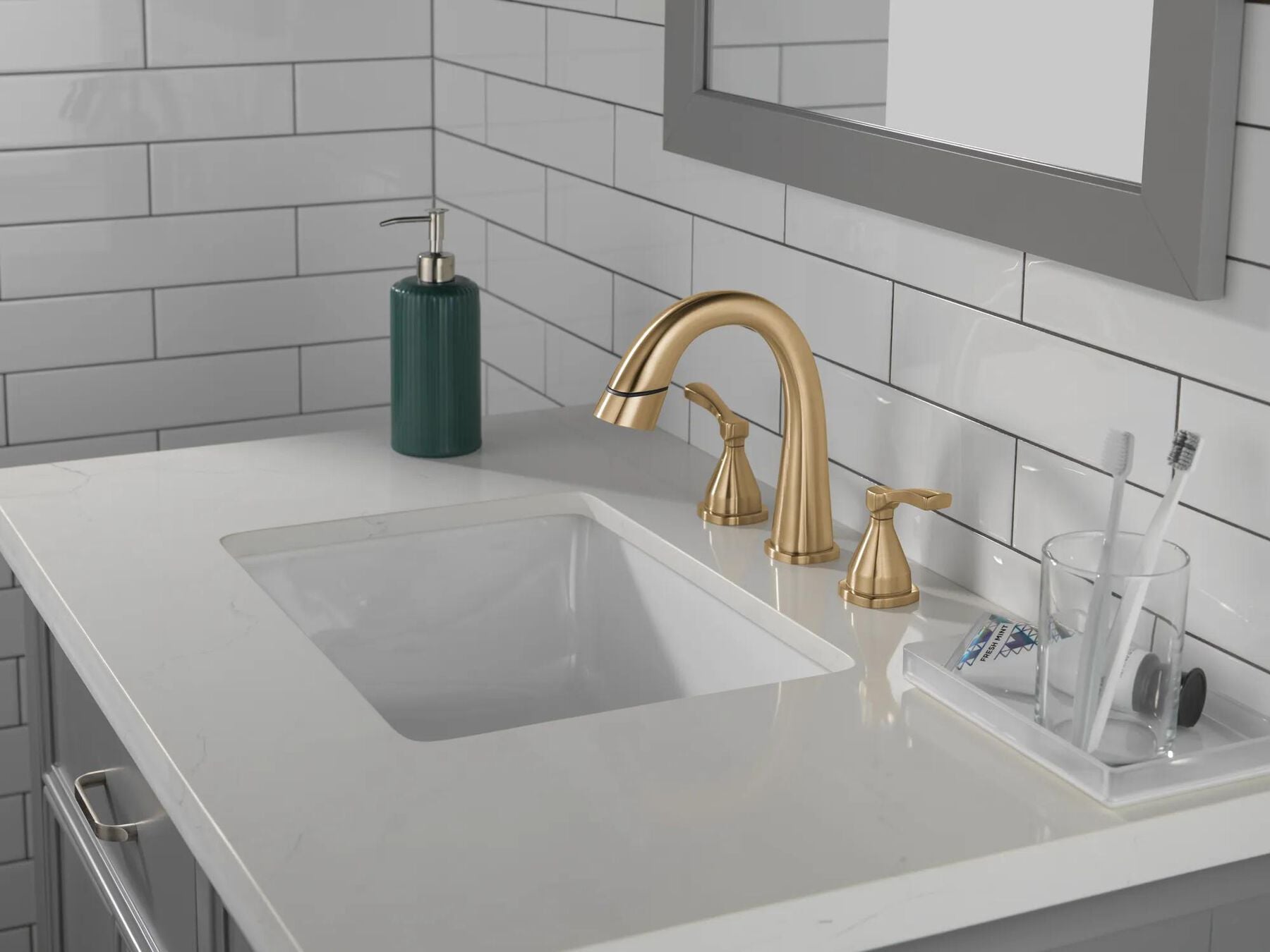 Two Handle Widespread Pull Down Bathroom Faucet