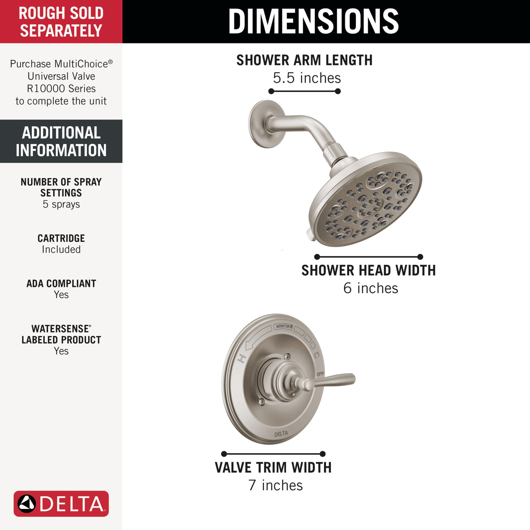 Widespread Lavatory Faucet with 14 Series Shower Trim Bundle