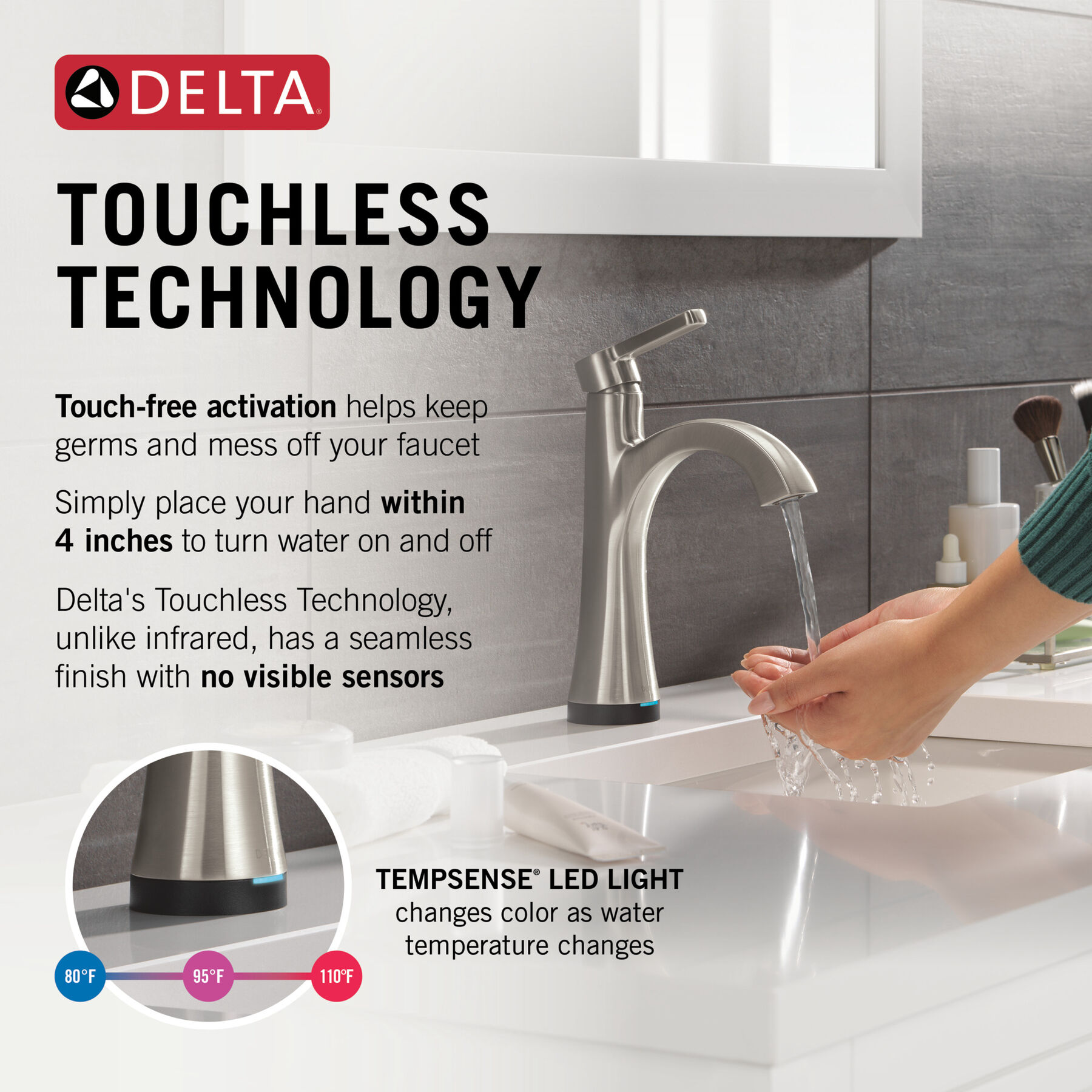 Touch2O Bathroom Faucet with Touchless Technology