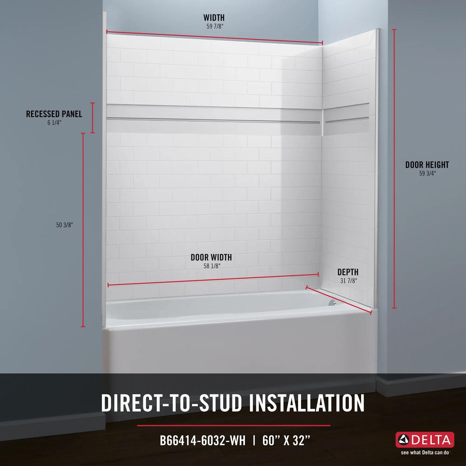 60'' x 60" x 32''Bathtub Wall Set