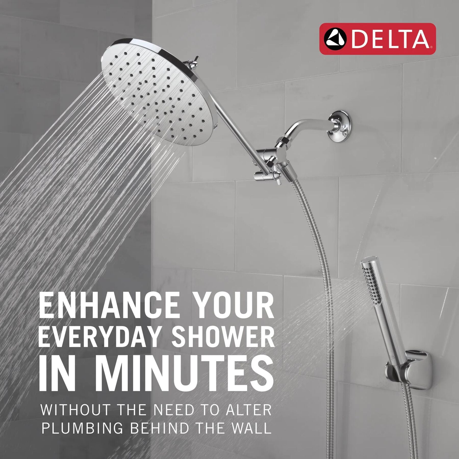 Adjustable Raincan Shower Head with Hand Shower