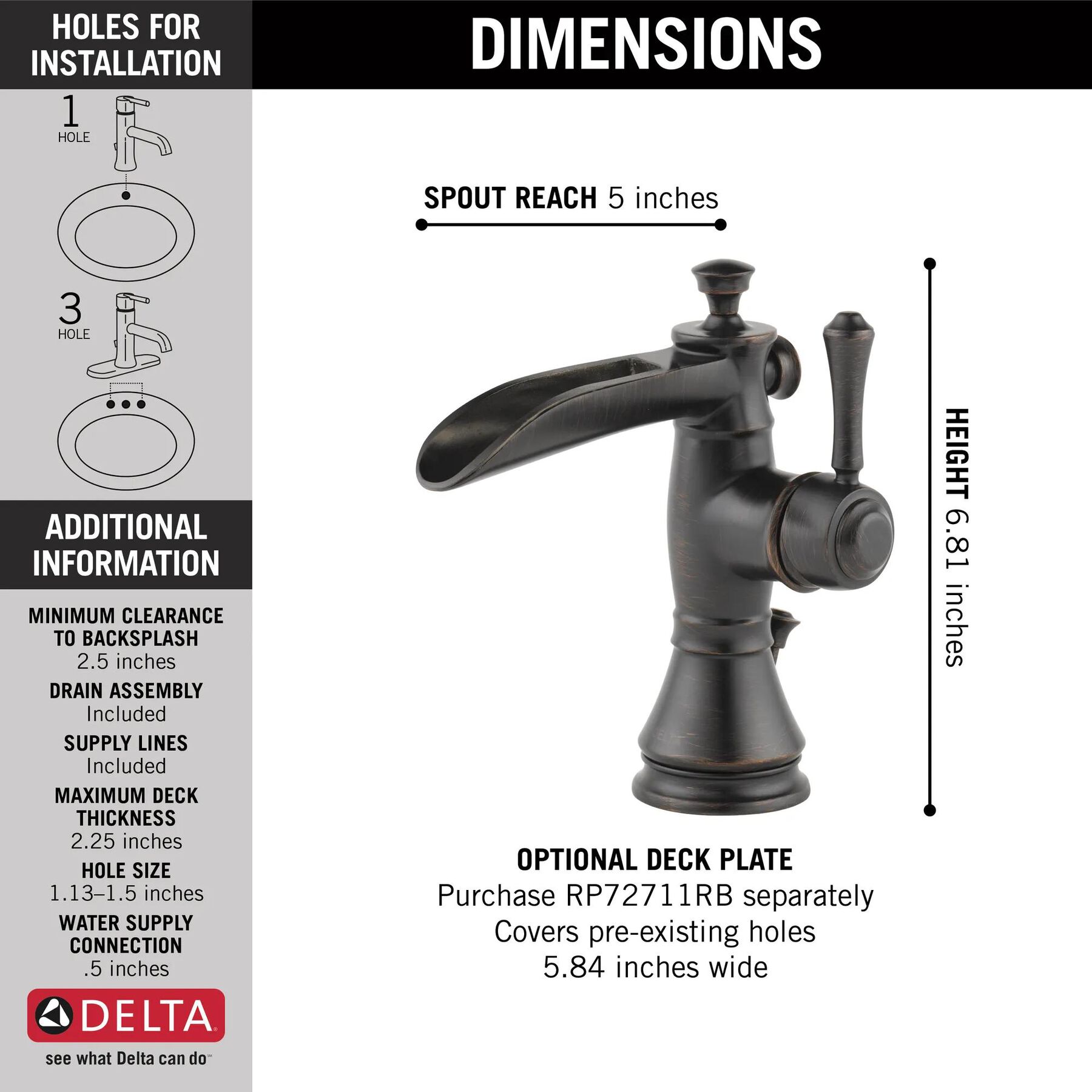 Single Handle Channel Bathroom Faucet (Recertified)