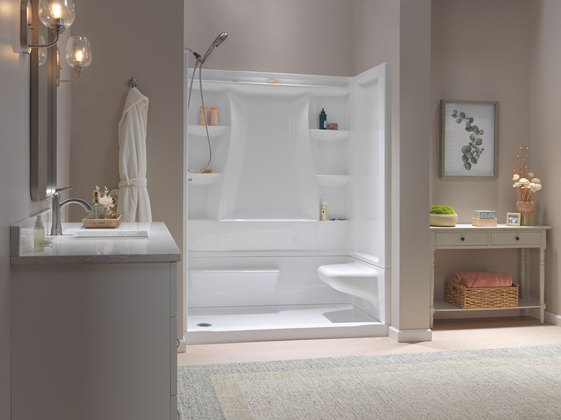 Procrylic Seated Shower Kit 60"x32" Left Drain