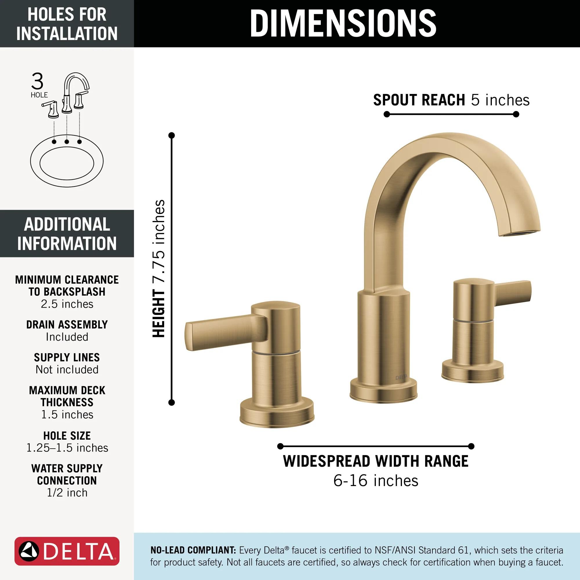 Two Handle Widespread Bathroom Faucet (Recertified) in Champagne