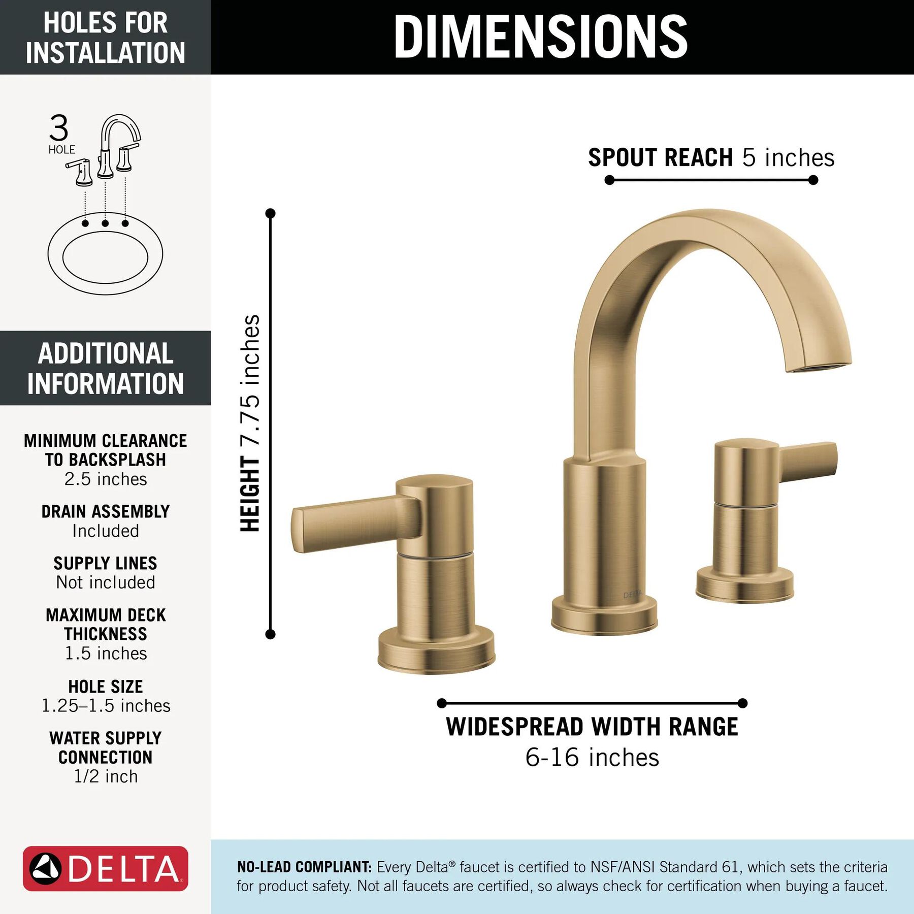 Two Handle Widespread Bathroom Faucet (Recertified)