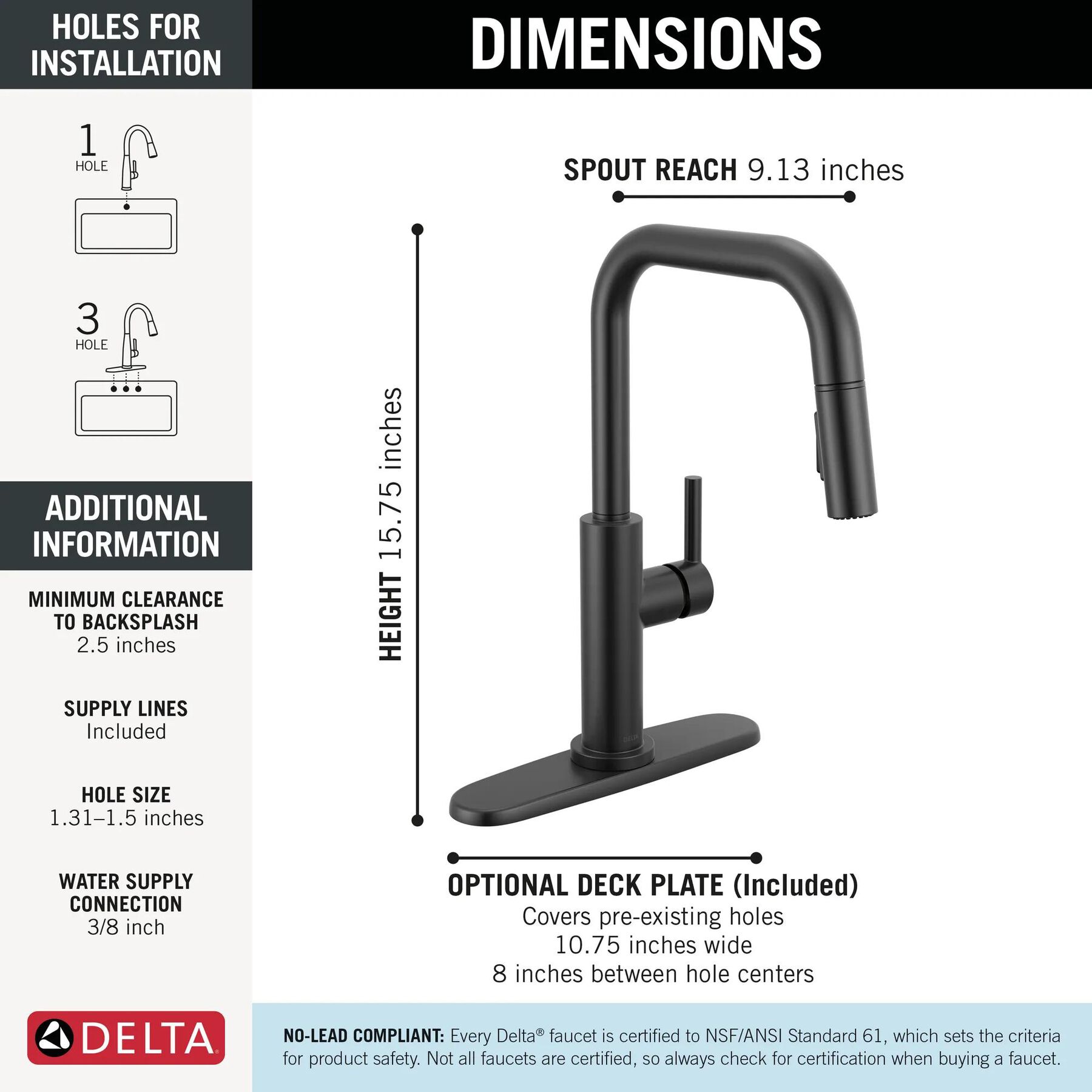 Single Handle Pull-Down Kitchen Faucet (Recertified)