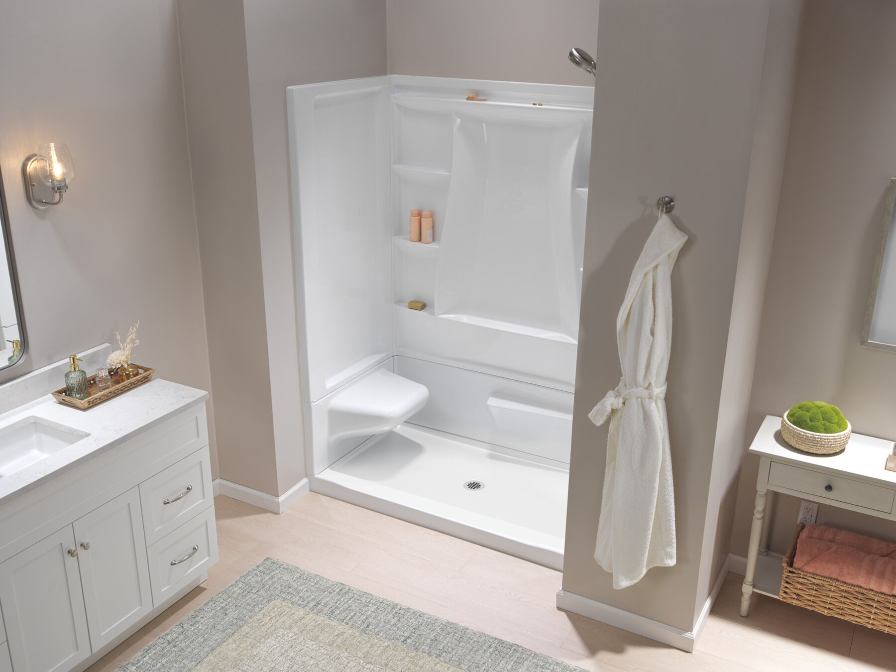 60x32 Alcove Shower Bundle  - Left Seat Center Drain