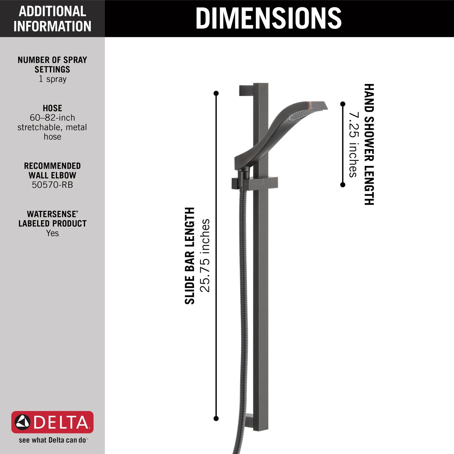 Hand Shower 1.75 GPM w/Slide Bar 1S (Recertified)