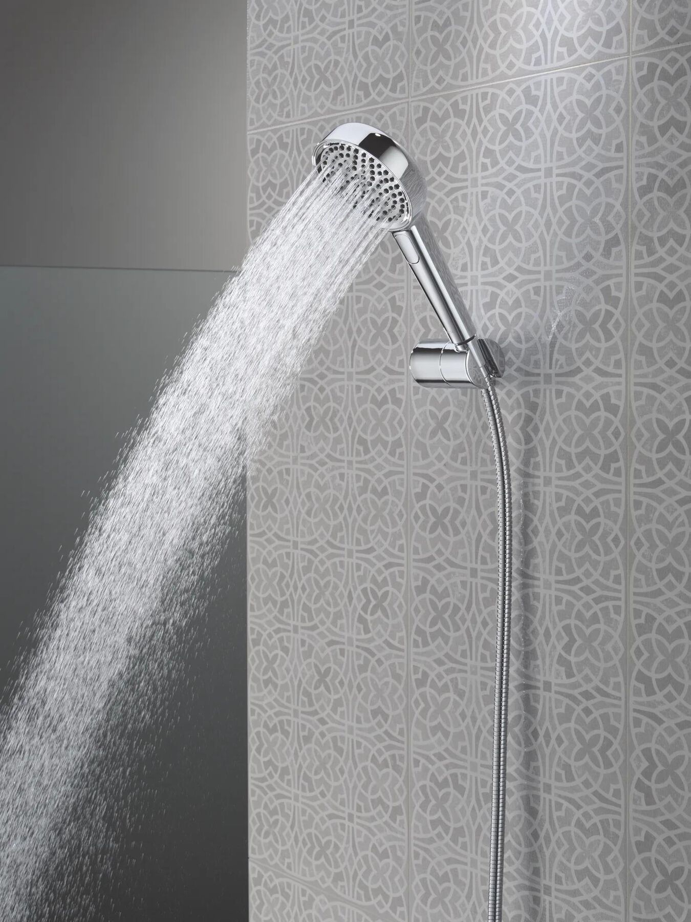 4-Setting Hand Shower with Wall Mount featuring FeatherRain&trade; Spray