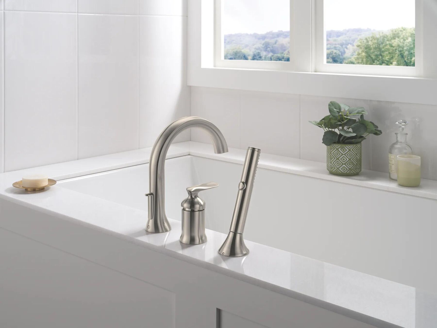 Three Hole Roman Tub Trim with Hand Shower