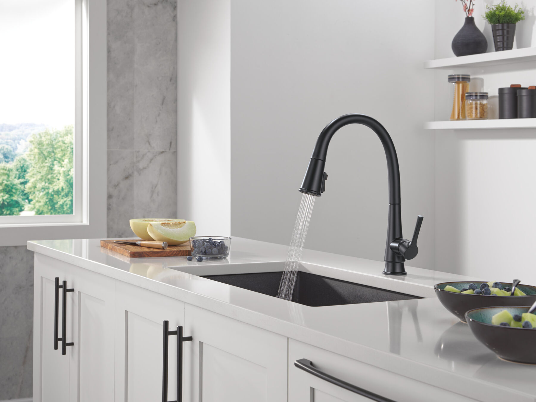 Single Handle Pull-Down Kitchen Faucet With ShieldSpray&reg;&nbsp;Technology in Matte Black