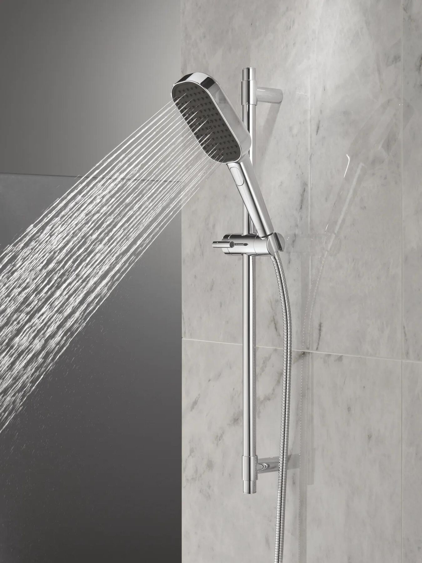 4-Setting Hand Shower with Slide Bar featuring FeatherRain&trade; Spray