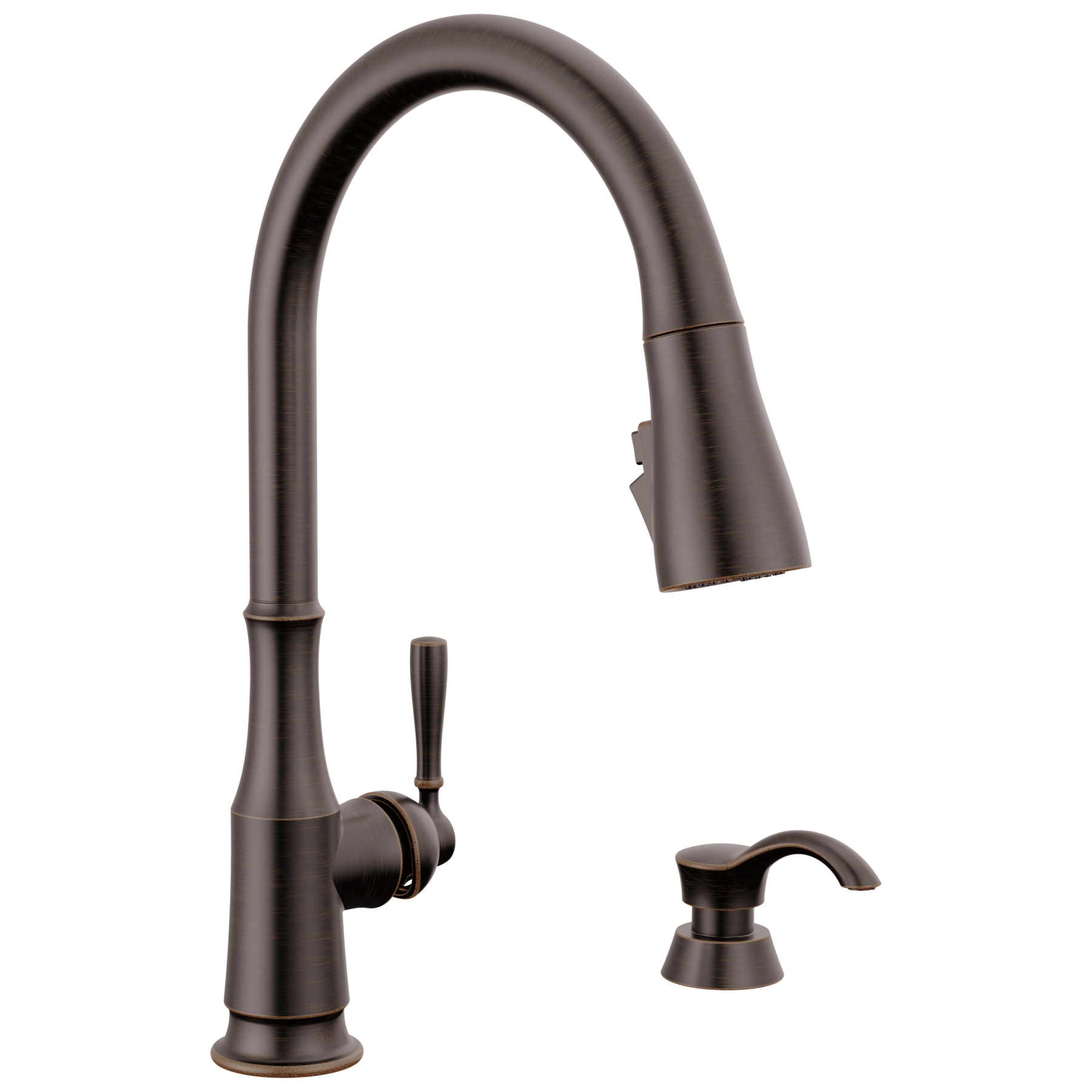 Single Handle Pull-Down Kitchen Faucet with Soap Dispenser and ShieldSpray Technology