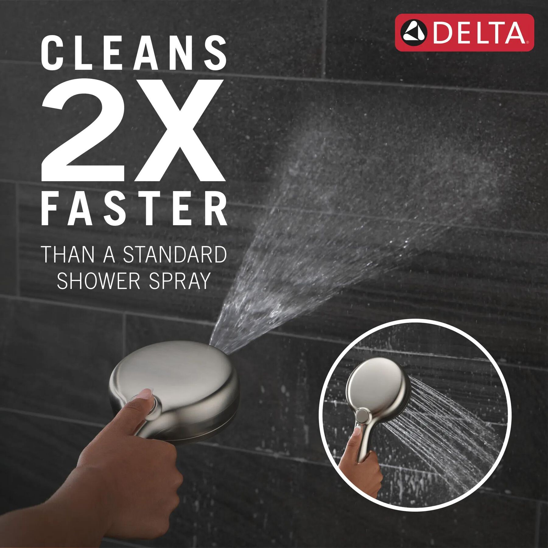 7-Setting Slide Bar Hand Shower with Cleaning Spray (Recertified)