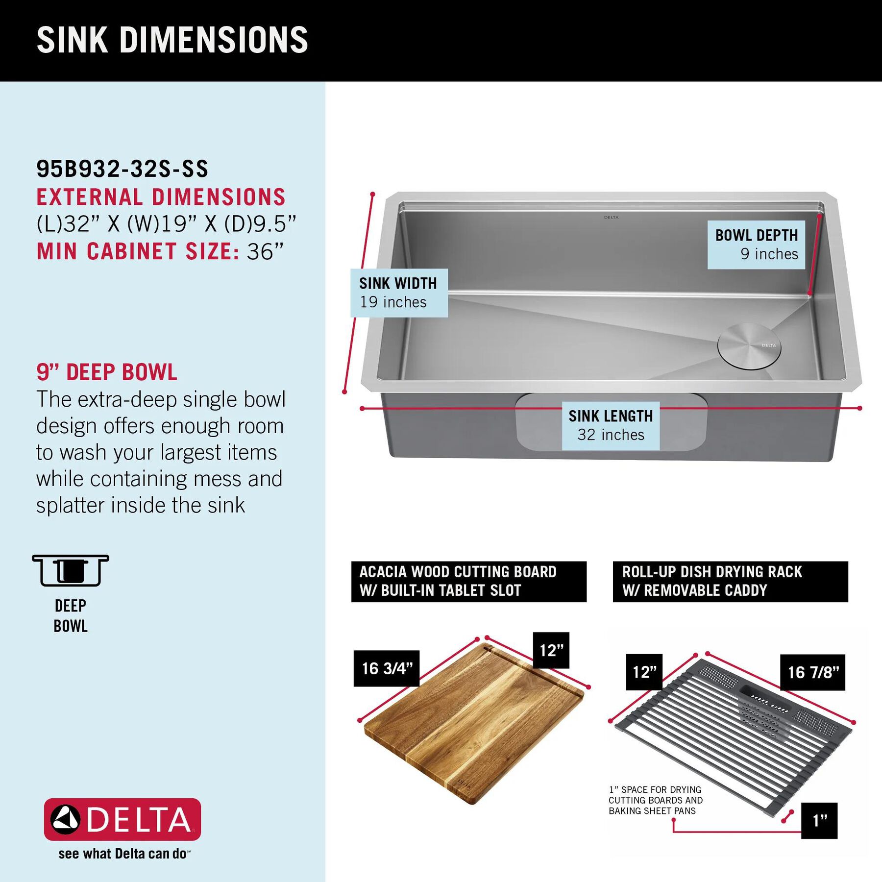32&rdquo; Workstation Kitchen Sink Undermount Stainless Steel Single Bowl with WorkFlow&trade; Ledge and Accessories