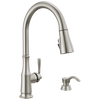 Single Handle Pull-Down Kitchen Faucet with Soap Dispenser and ShieldSpray Technology