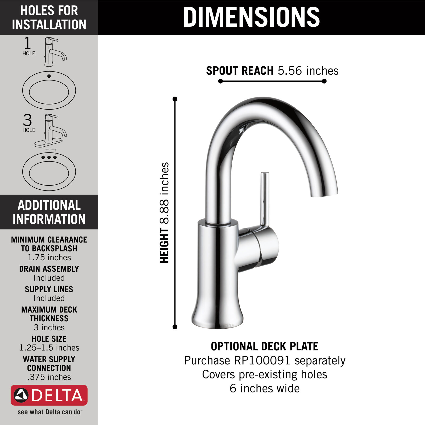 Single Handle Bathroom Faucet (Recertified)