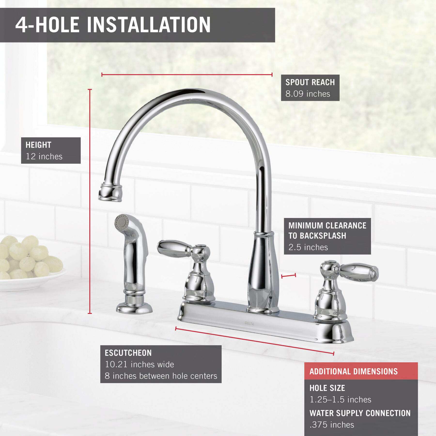 Two Handle Kitchen Faucet with Spray