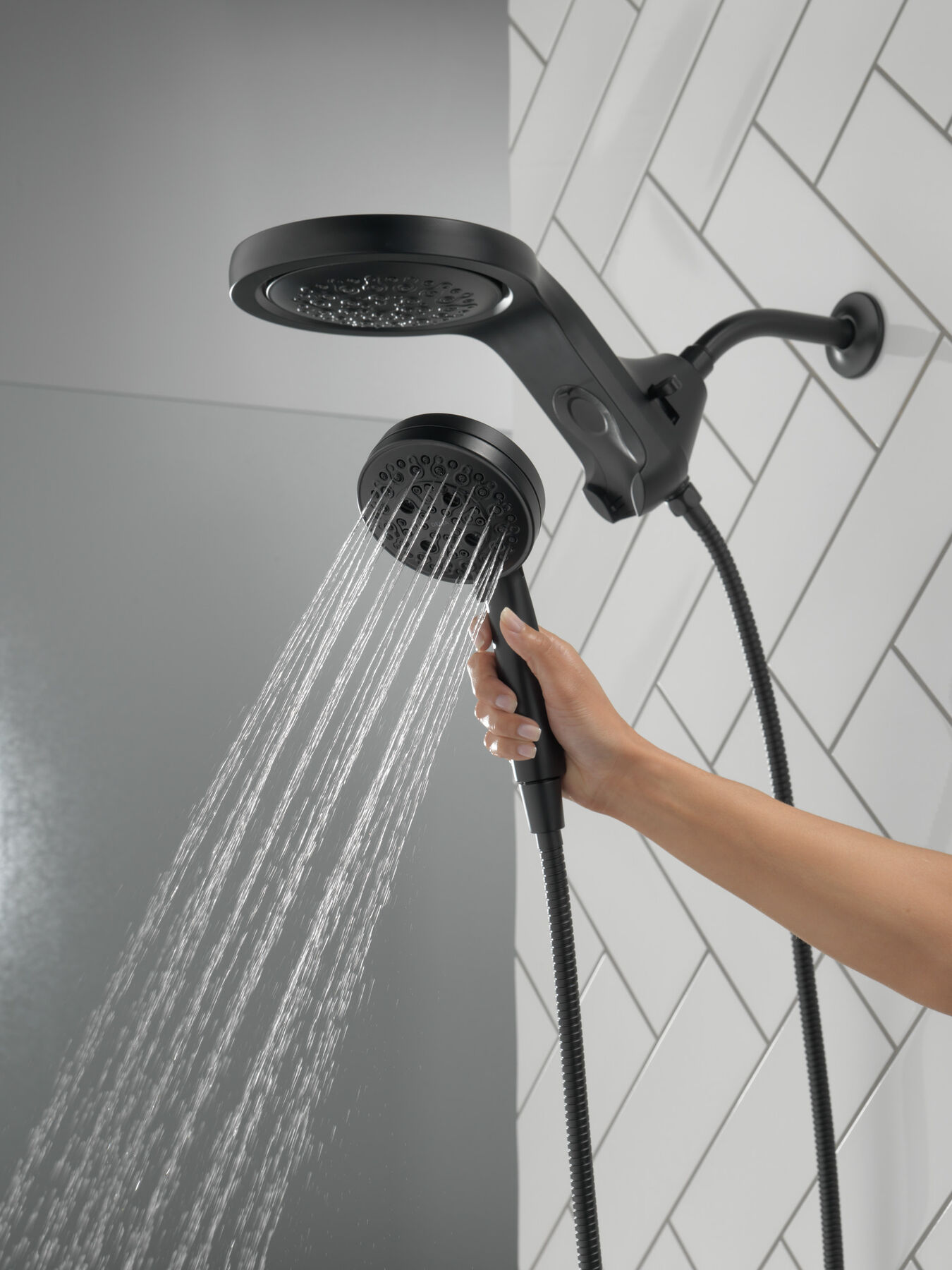HydroRain&reg; H<sub>2</sub>Okinetic&reg; 5-Setting Two-in-One Shower Head