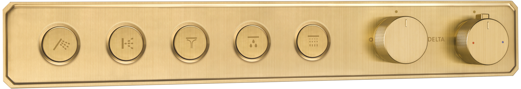 Traditional High Flow Push Button Thermostatic Trim - 5 Outlet