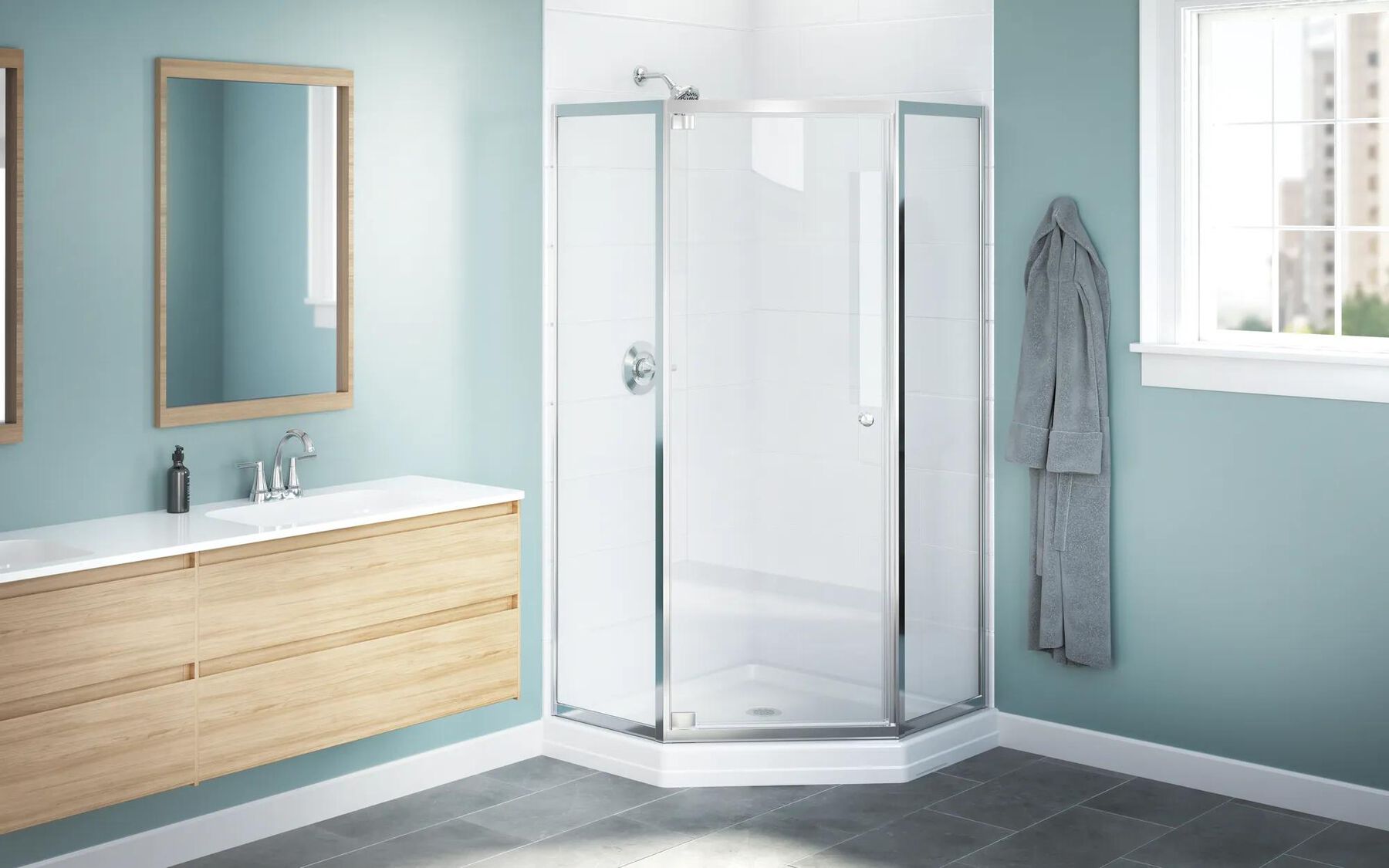 38x38 Corner Shower Bundle - Framed Neo