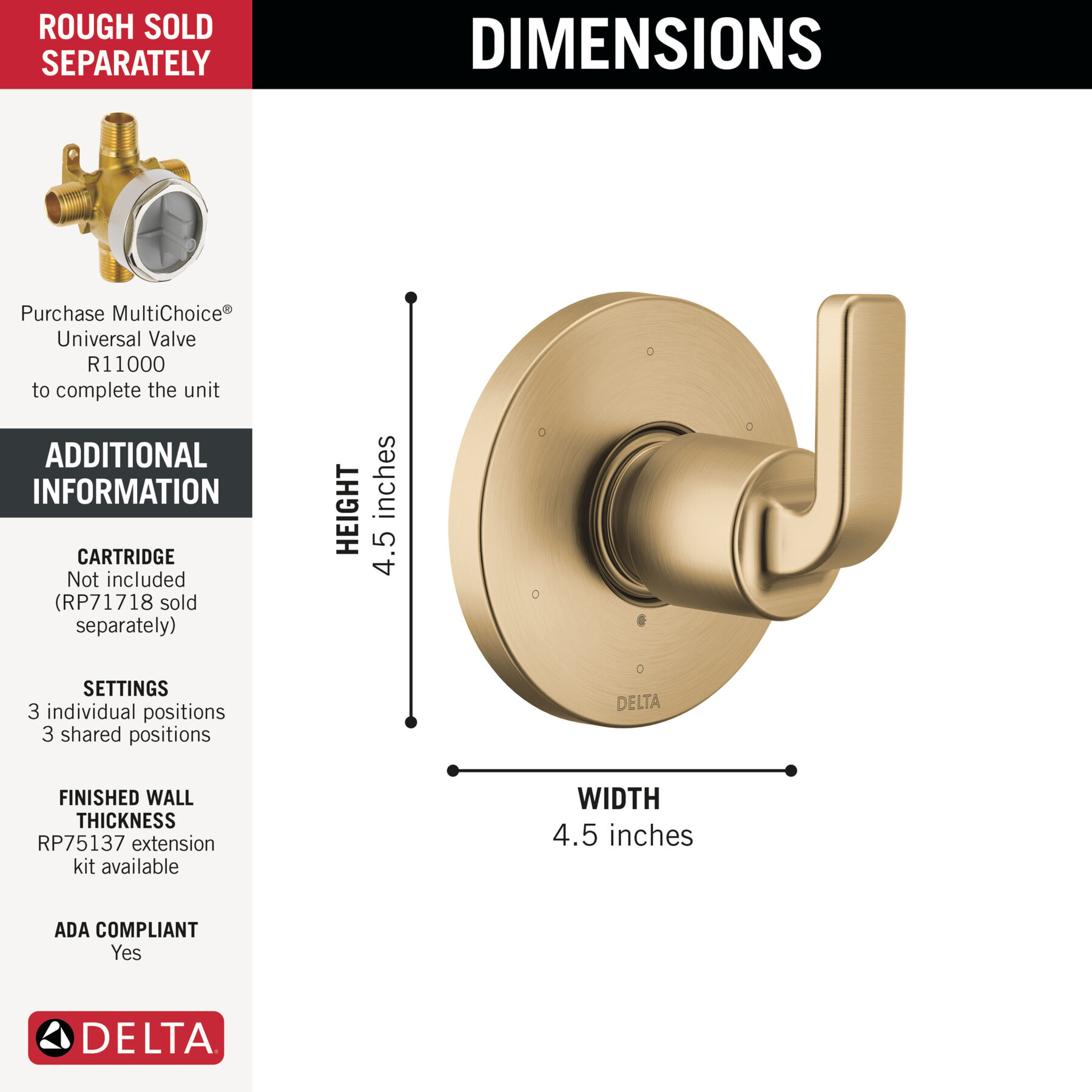 6-Setting 3-Port Diverter Trim
