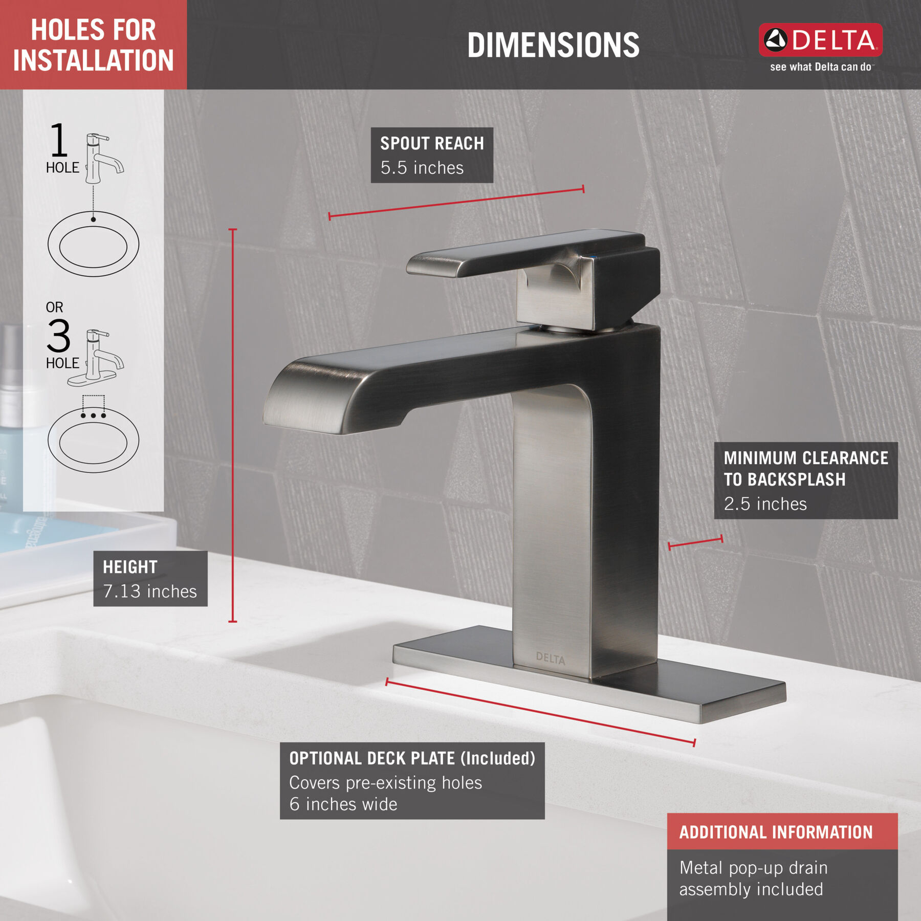 Single Handle Bathroom Faucet (Recertified)