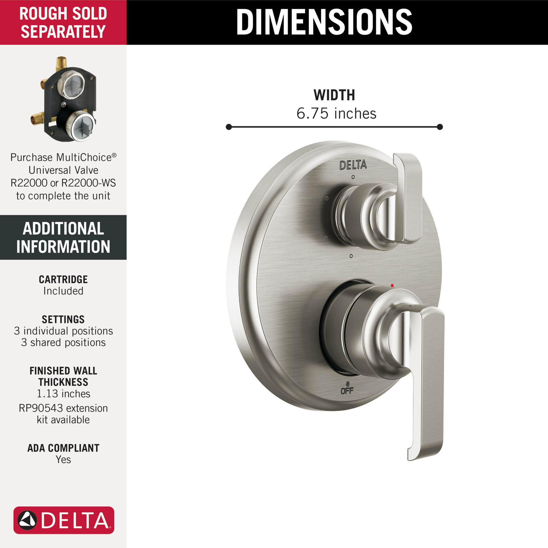 14 Series Integrated Diverter Trim with 6-Setting