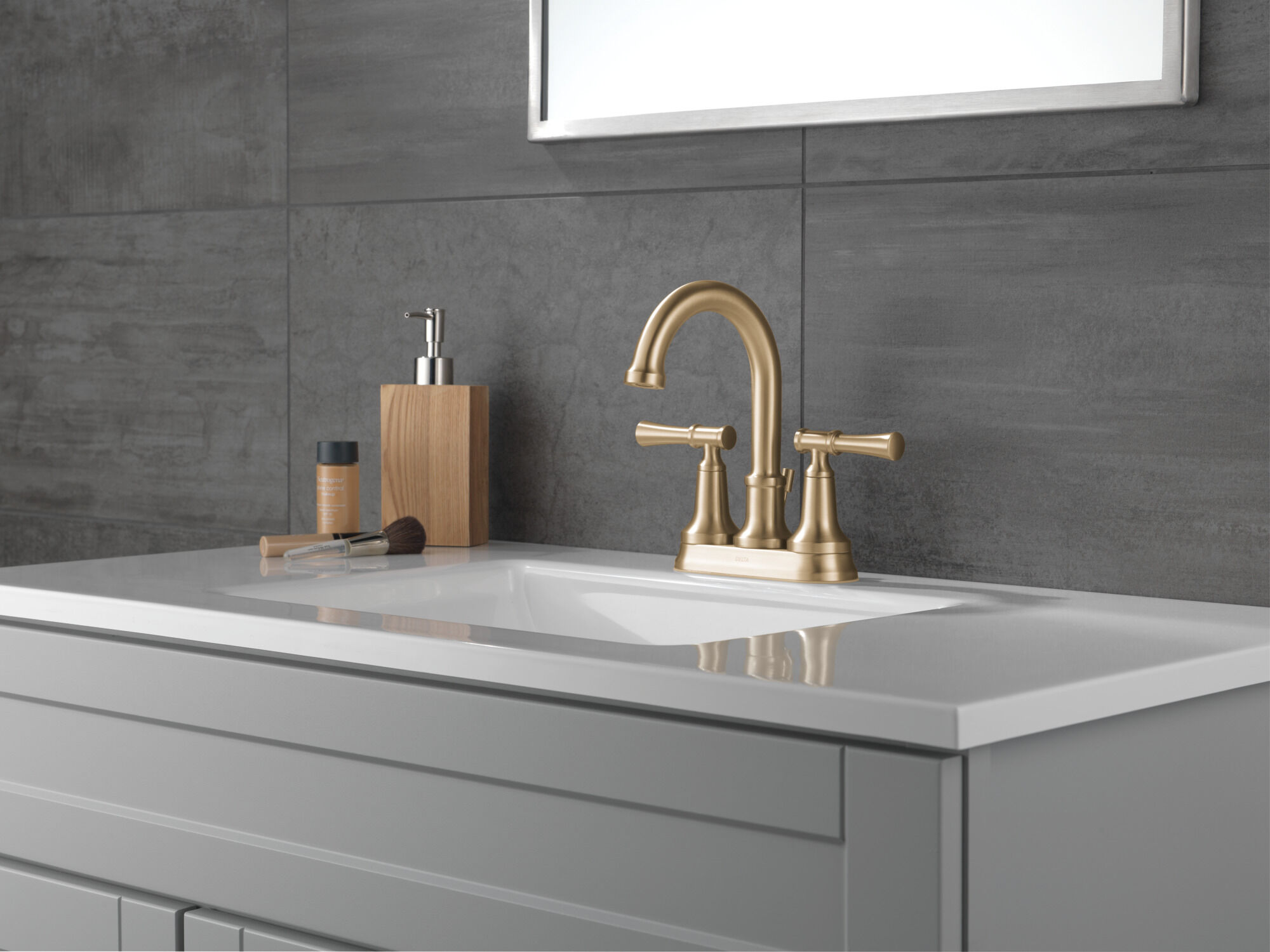 Two Handle Centerset Lavatory Faucet in Champagne Bronze 25747LF