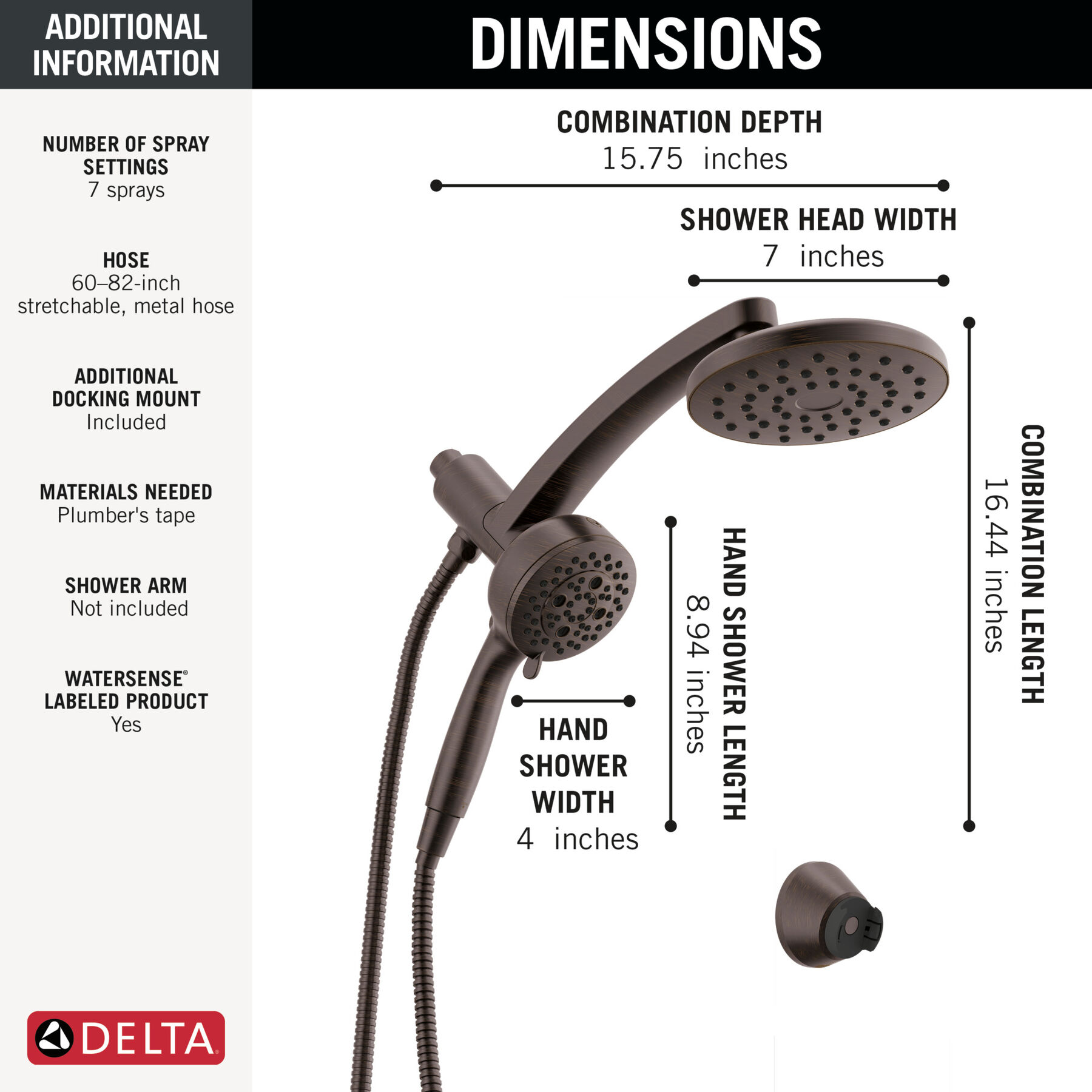 PivotPro&trade; 3-in-1 Combination Shower