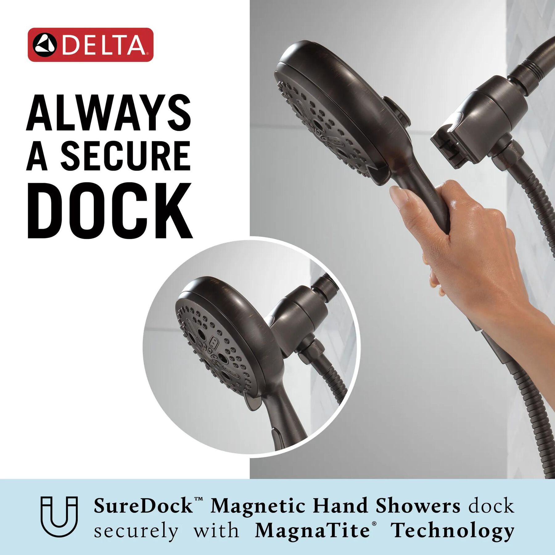 7-Setting SureDock&reg; Magnetic Hand Shower