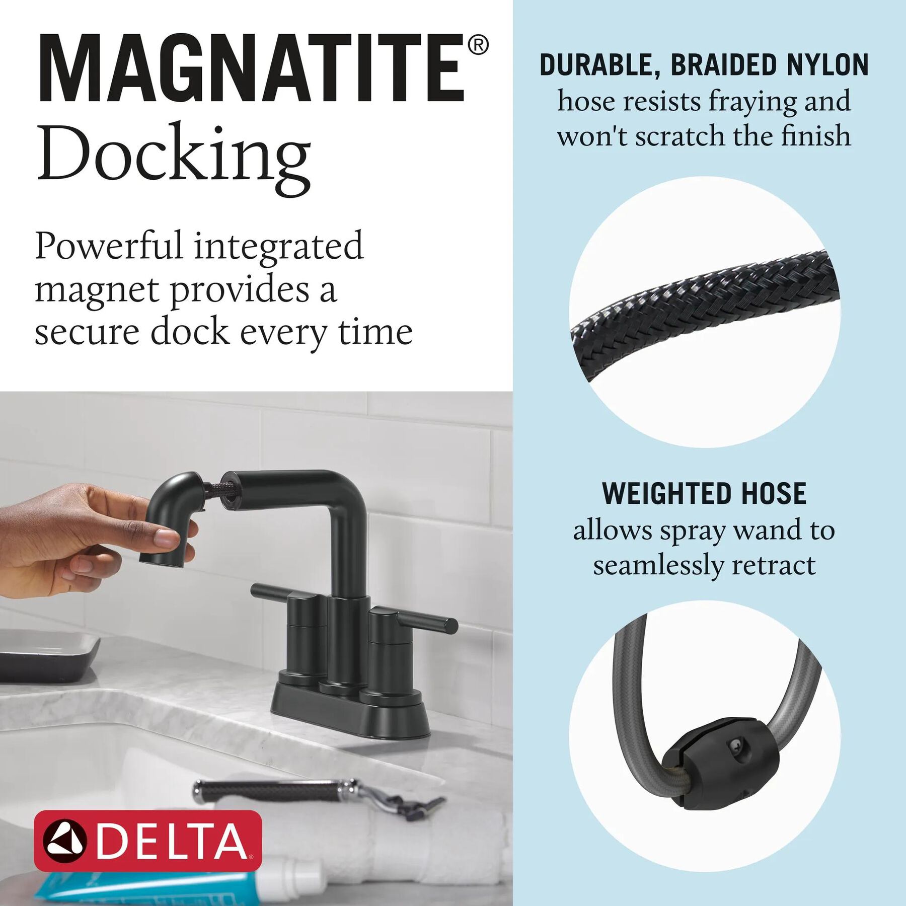 Two Handle Centerset Pull-Down Bathroom Faucet