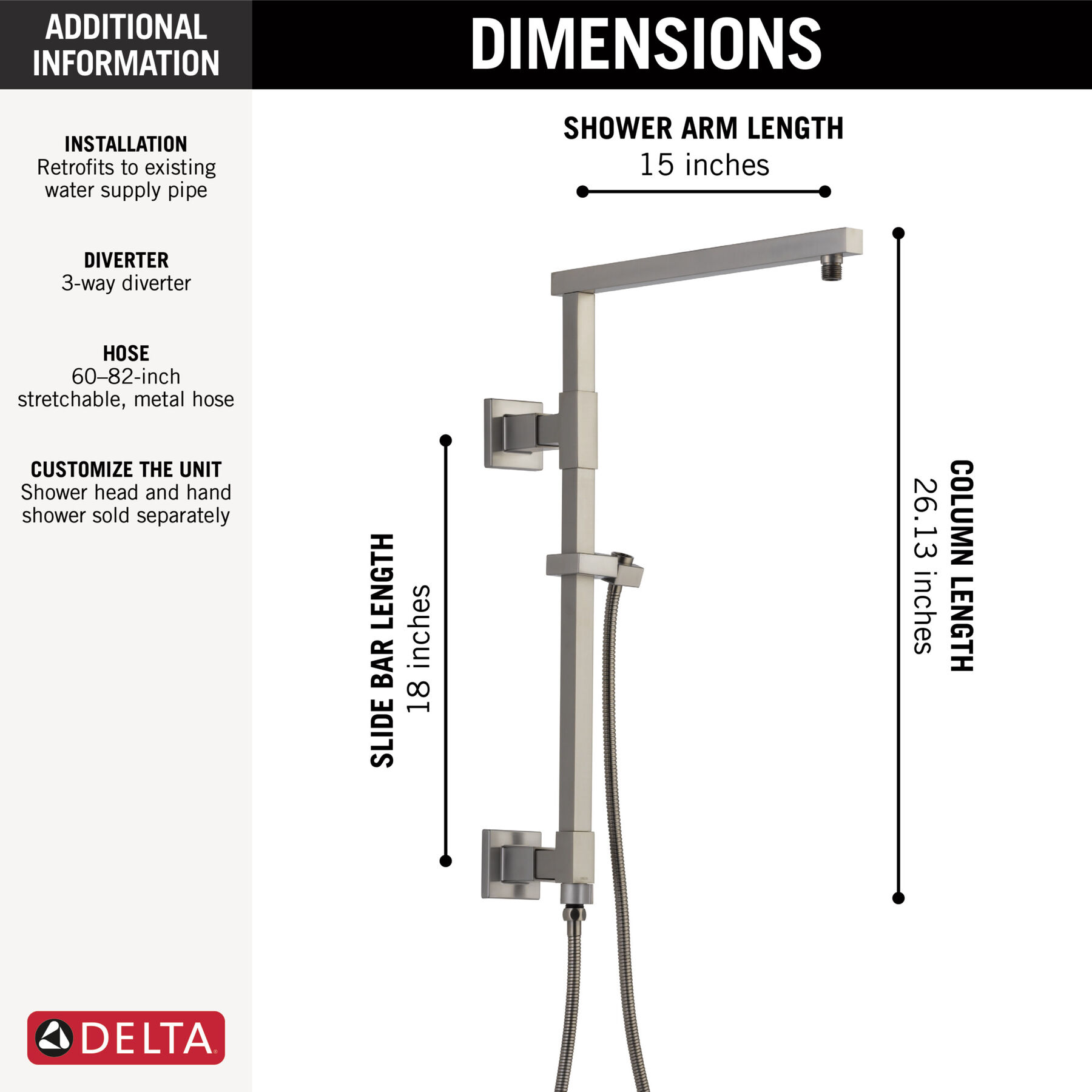 Emerge&reg; 18" Angular Shower Column