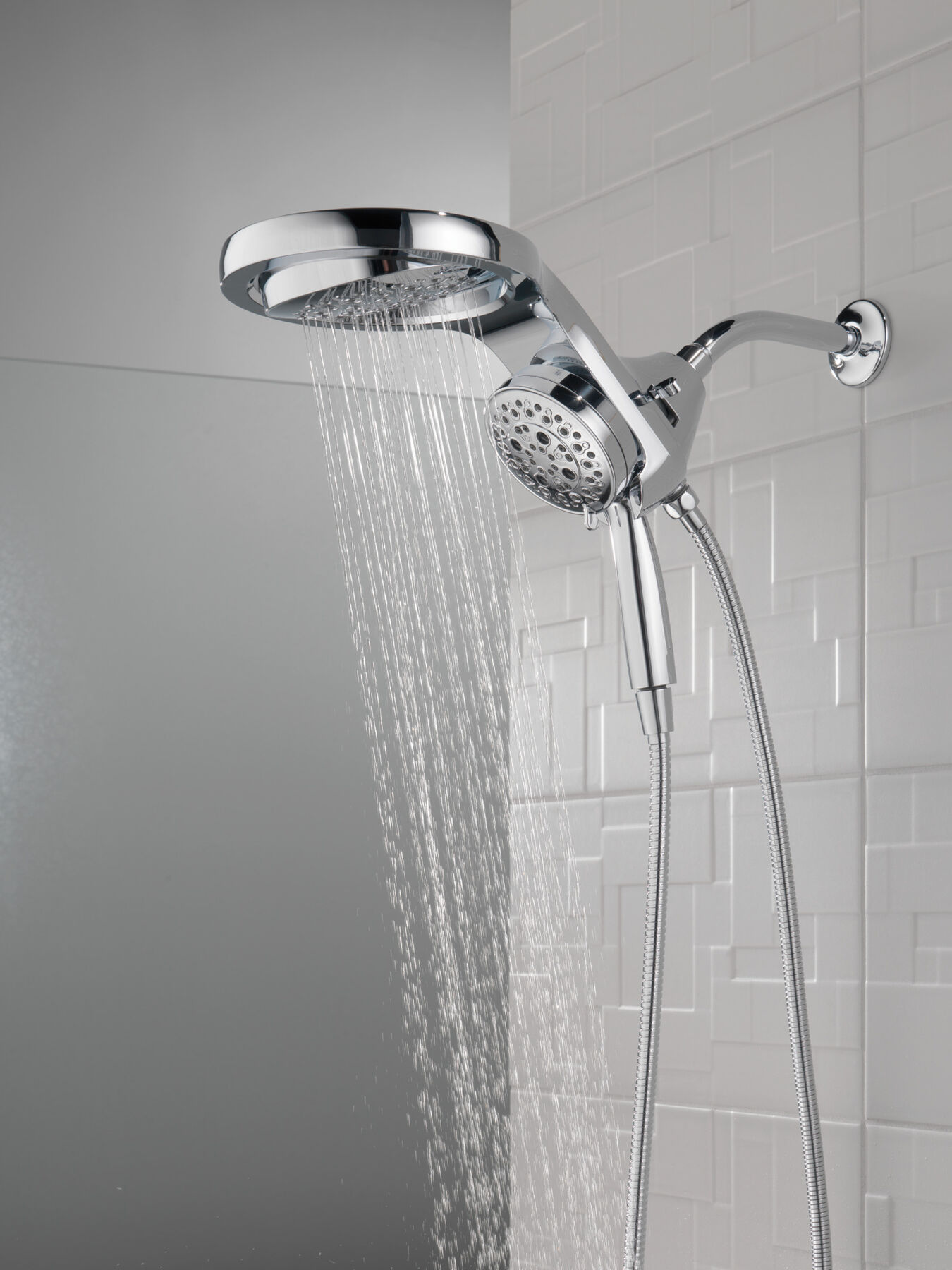 HydroRain&reg; H<sub>2</sub>Okinetic&reg; 5-Setting Two-in-One Shower Head (Recertified)