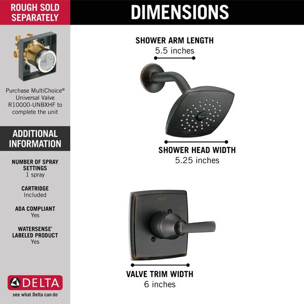 T14264 Shower Trim 14S (Recertified) in Venetian Bronze T14264-RB-R | Delta Faucet