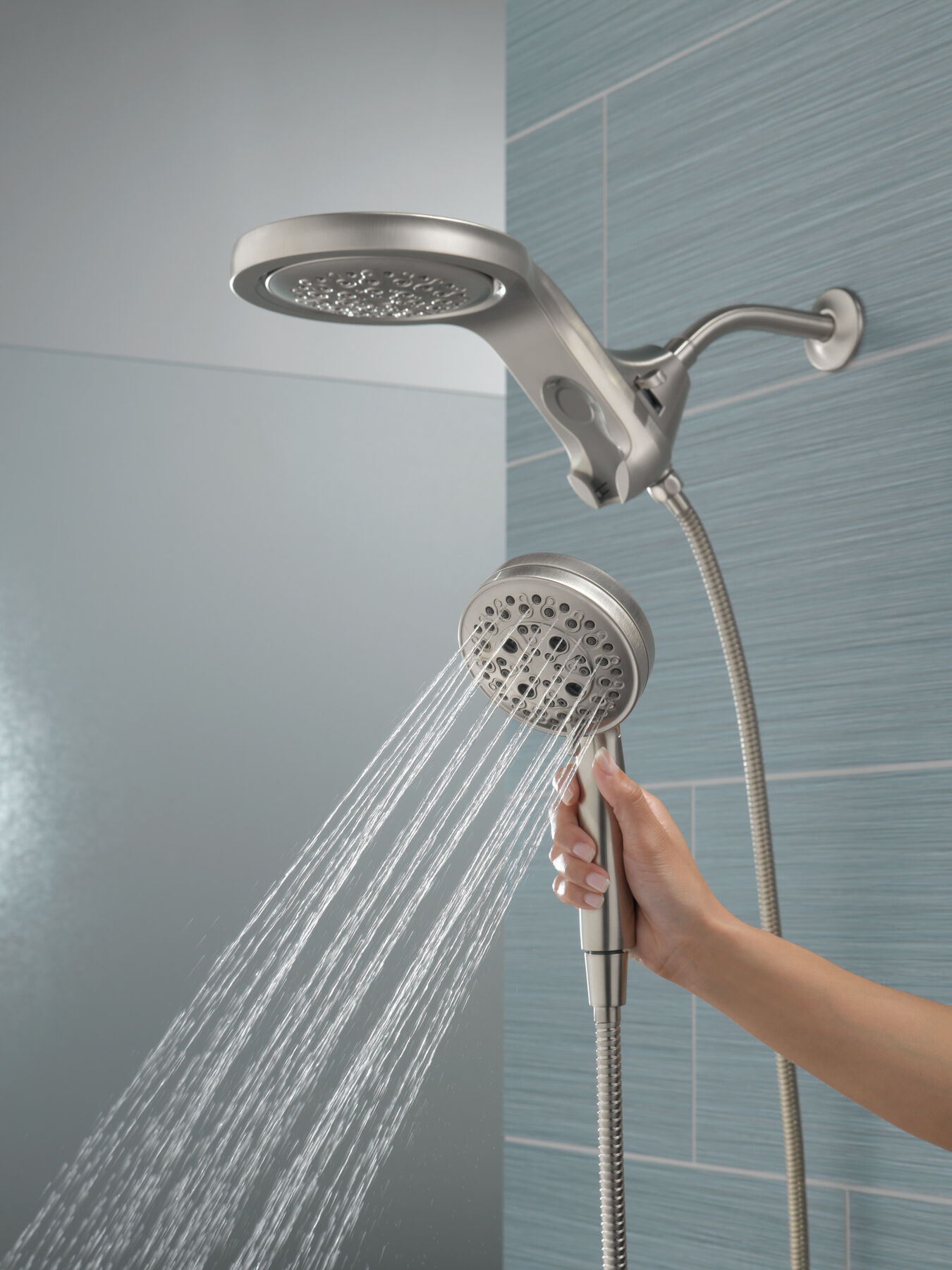 HydroRain&reg; H<sub>2</sub>Okinetic&reg; 5-Setting Two-in-One Shower Head