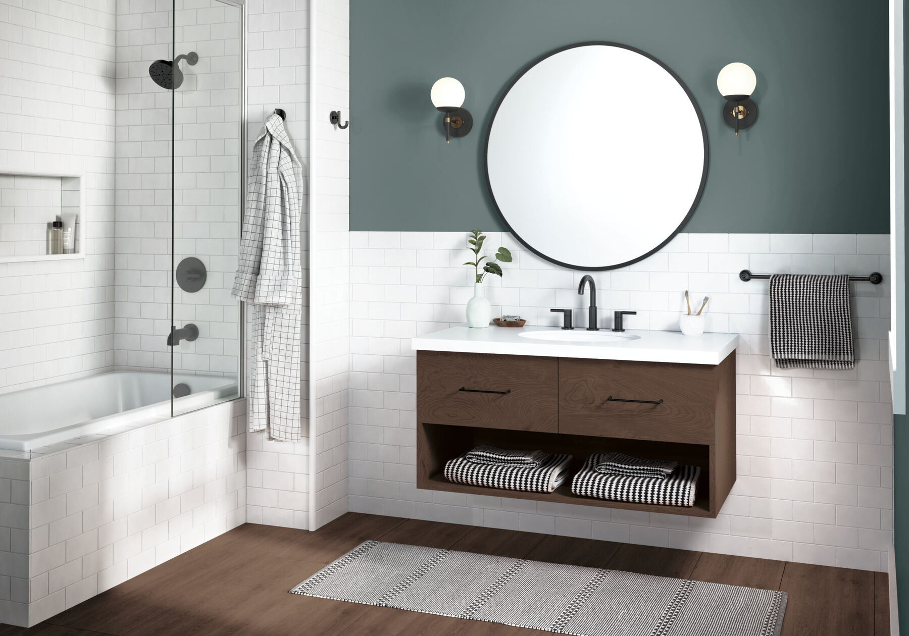 Widespread Lavatory Faucet with Tub Shower Trim Bundle - 14 Series
