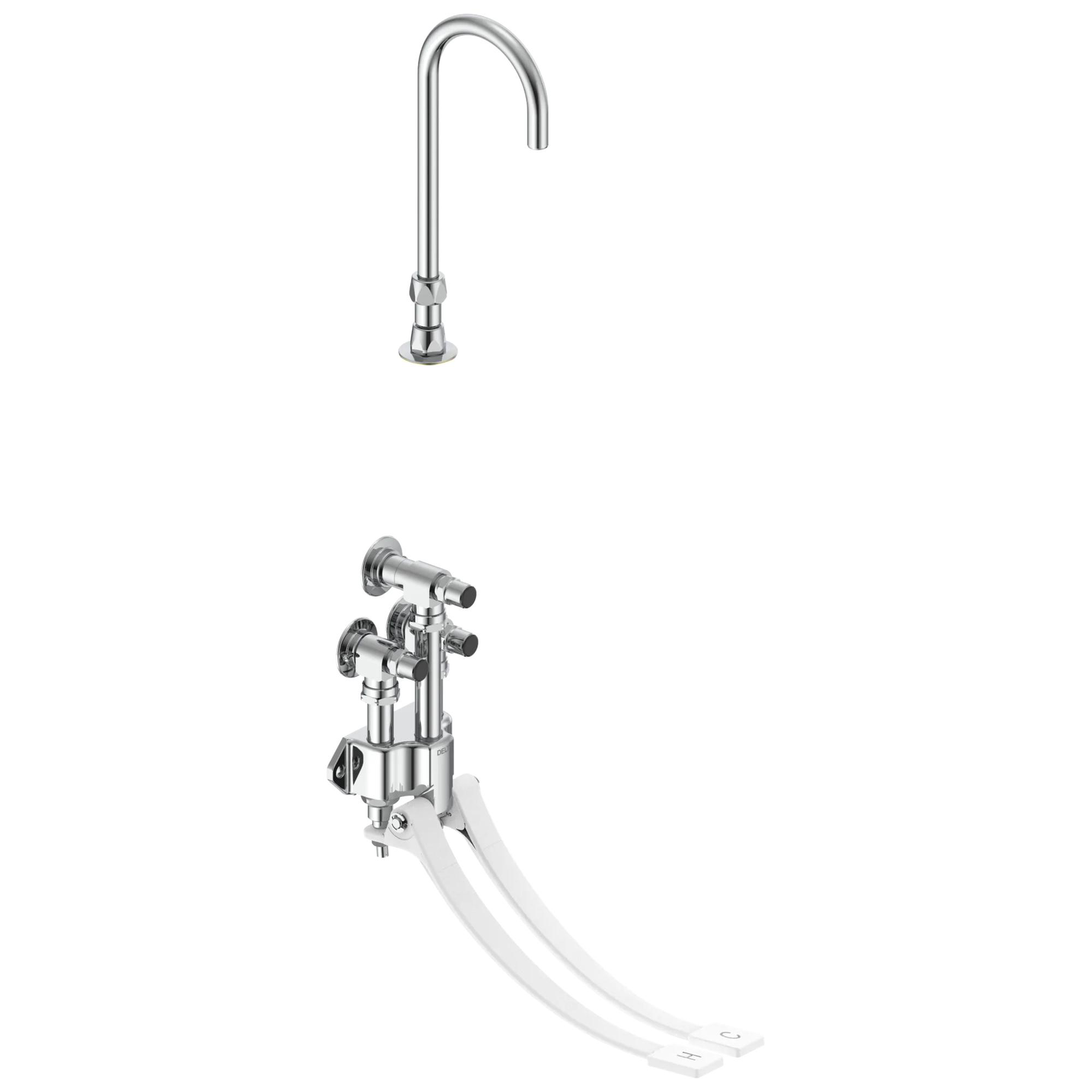 Wallmount Double-Pedal Surgeon's Scrub-up with Gooseneck Spout