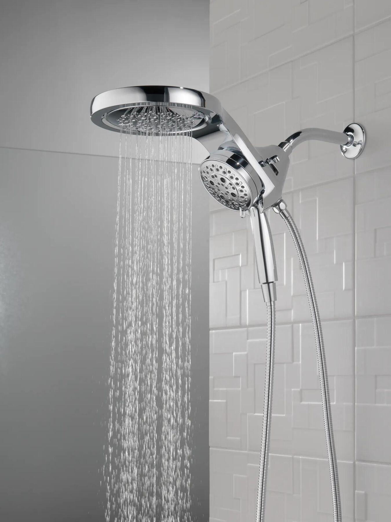 HydroRain&reg; H<sub>2</sub>Okinetic&reg; 5-Setting Two-in-One Shower Head (Recertified)